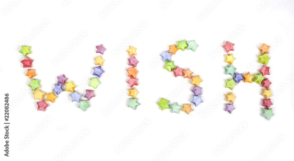color lucky stars origami font wish