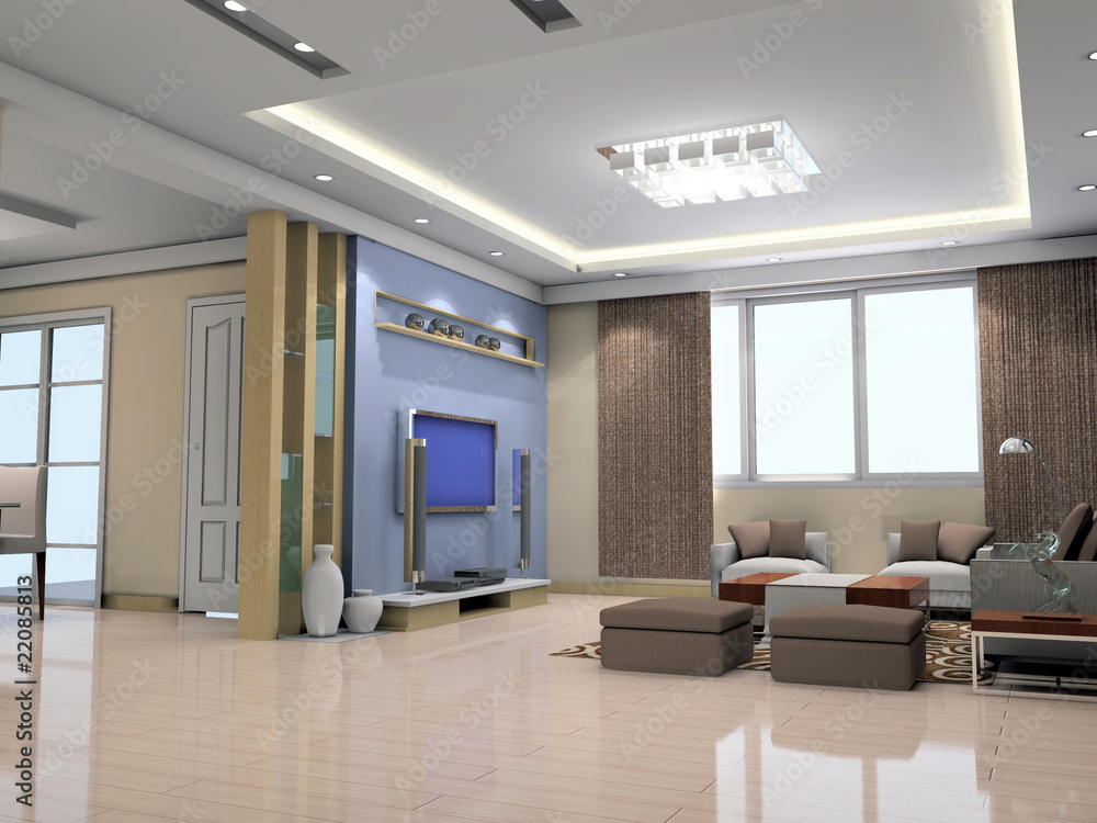 Fototapeta premium 3d render modern interior of living-room