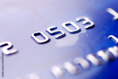 closeup of blue credit card