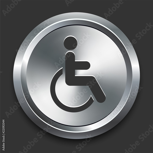 Murais de parede Handicapped Icon on Metal Internet Button