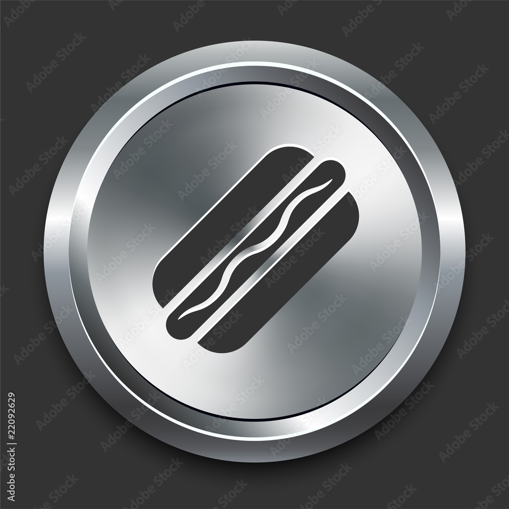 Hotdog Icon on Metal Internet Button Hotdog Icon on Metal Internet Button