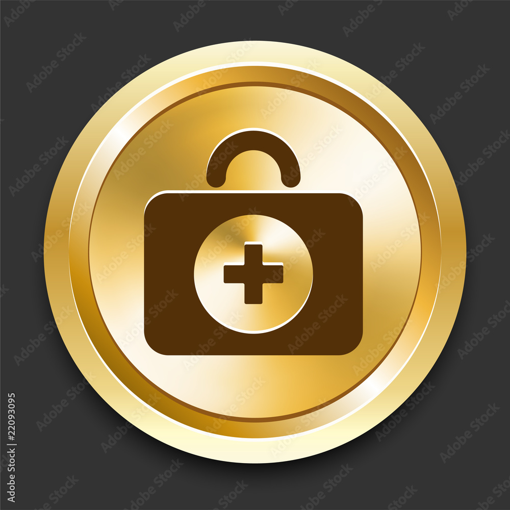First Aid Kit on Golden Internet Button First Aid Kit on Golden Internet Button