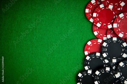 Casino gambling chips with copy space