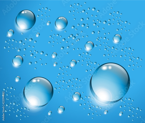 Water drops blue vector background.