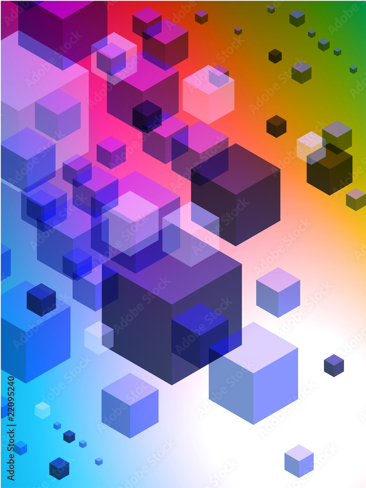 3D Cubes on Colorful Abstract Background 3D Cubes on Colorful Abstract Background