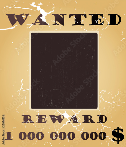 Old west wanted poster vector background with photo space