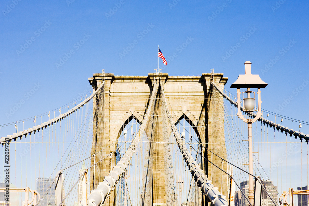 Obraz premium detail of Brooklyn Bridge, Manhattan, New York City, USA
