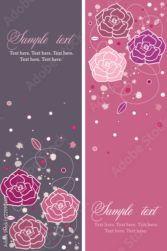 Banners with violet and pink roses