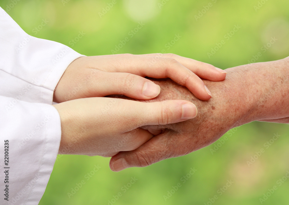 Nurse helping senior in nature Nurse helping senior in nature