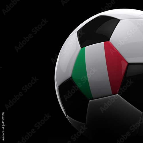 Italian soccer ball on black background photo