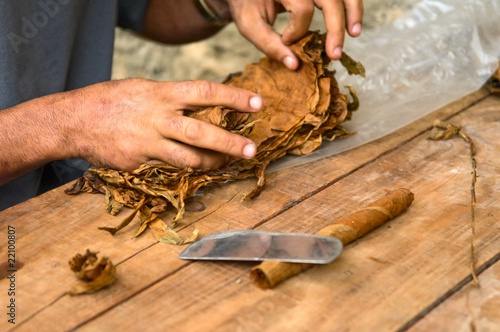 Photography making of cuban cigar