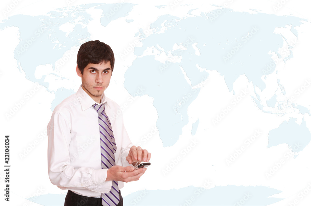 businessman with world map businessman with world map