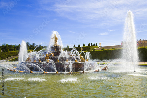 Latona fountain spraying water in Versailles Chateau  France