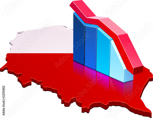 Statistiques de la Pologne en baisse (détouré)