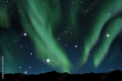 Aurora boreale su cielo stellato photo
