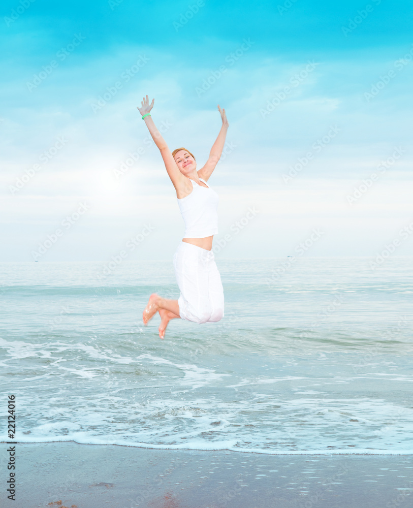 happy young woman is jumping happy young woman is jumping
