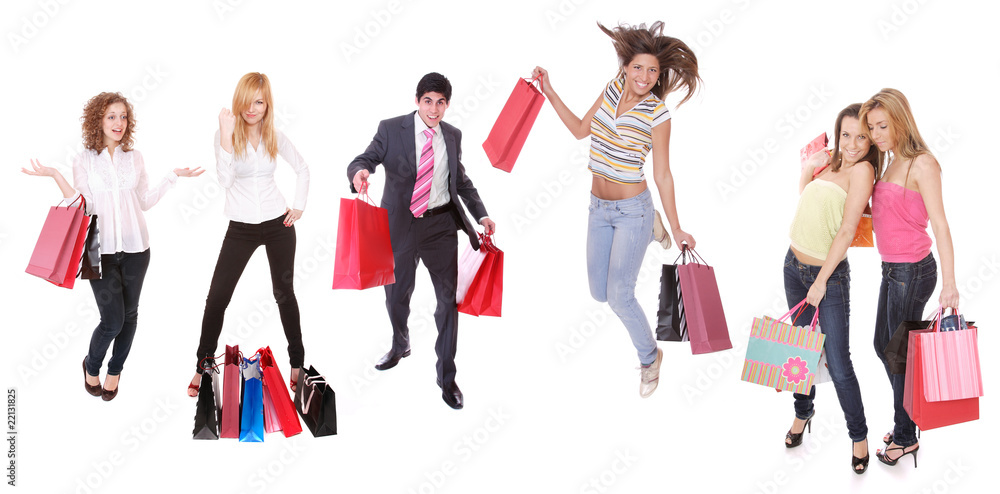 Obraz premium small group shopping girls