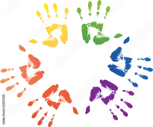 Colored hands print