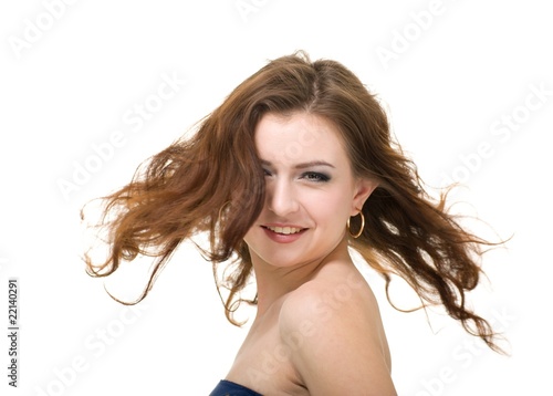 girl with flying hair