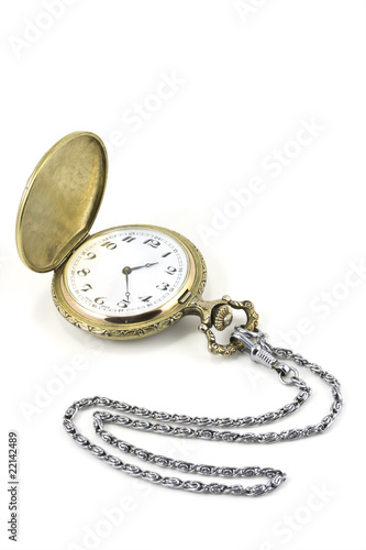 vintage pocket watch isolated on white
