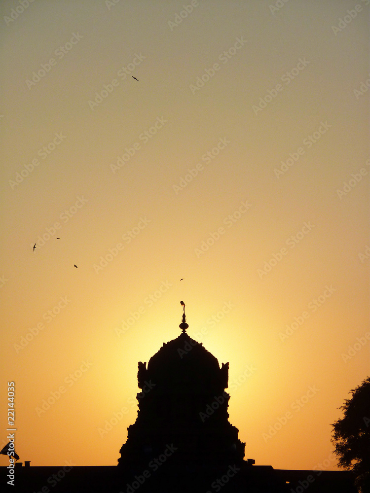 Hindu Temple at sunset