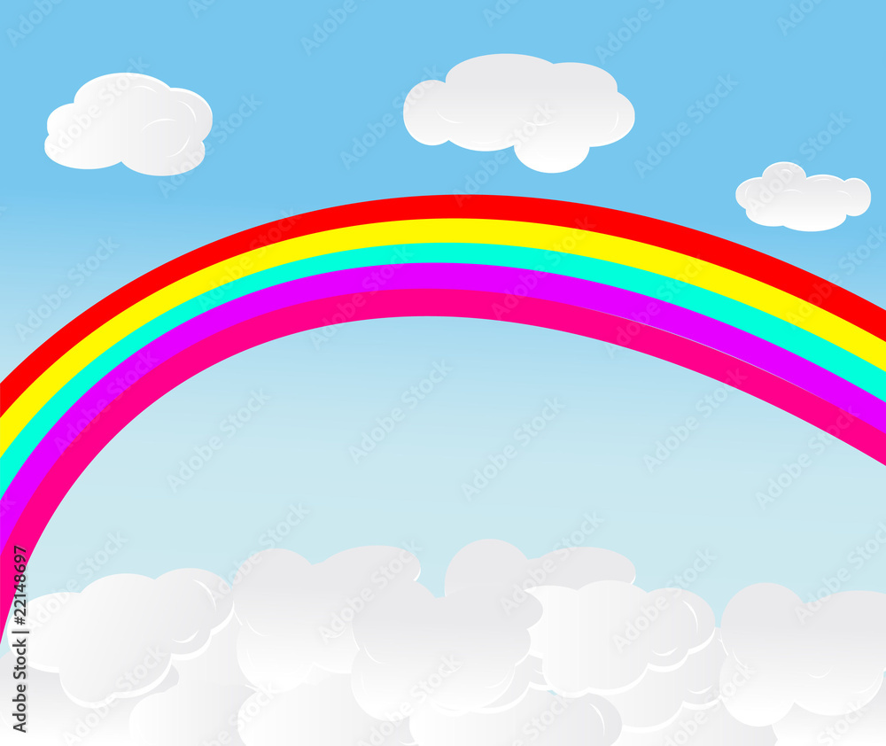 vector background with sky, rainbow and clouds vector background with sky, rainbow and clouds
