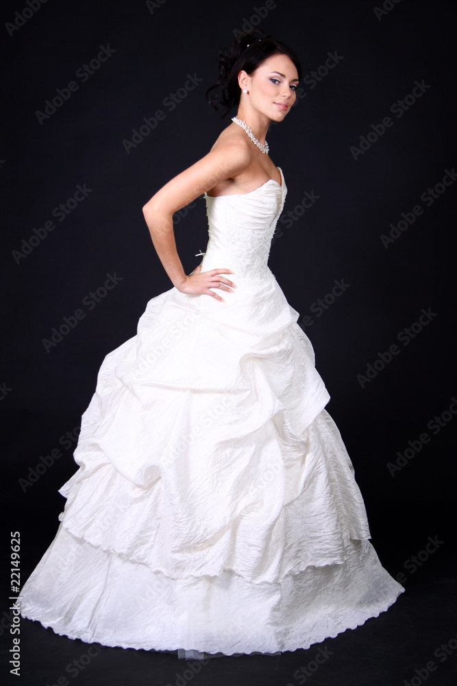 Full length of a beautiful  woman in wedding dress