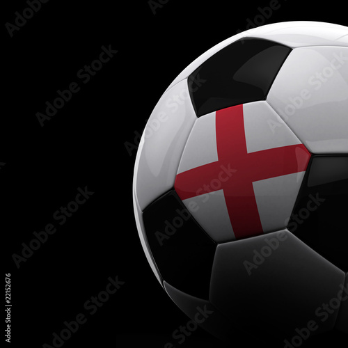 English soccer ball over black background
