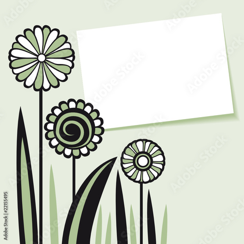 tarjeta invitación flores verde