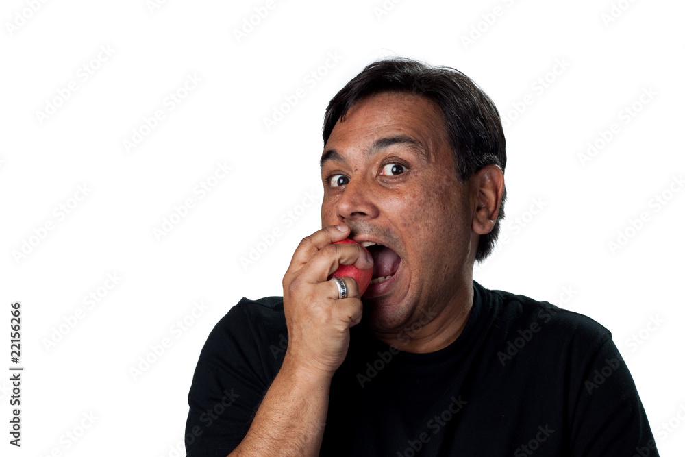 Man eating an apple Man eating an apple