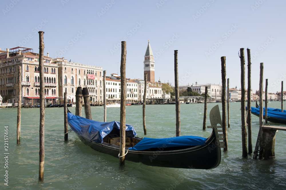 Gondolas in Venice Grand Canal