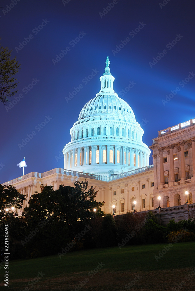 Capitol Hill Building at night, Washington DC