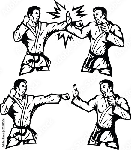 Stylized Karate practioners