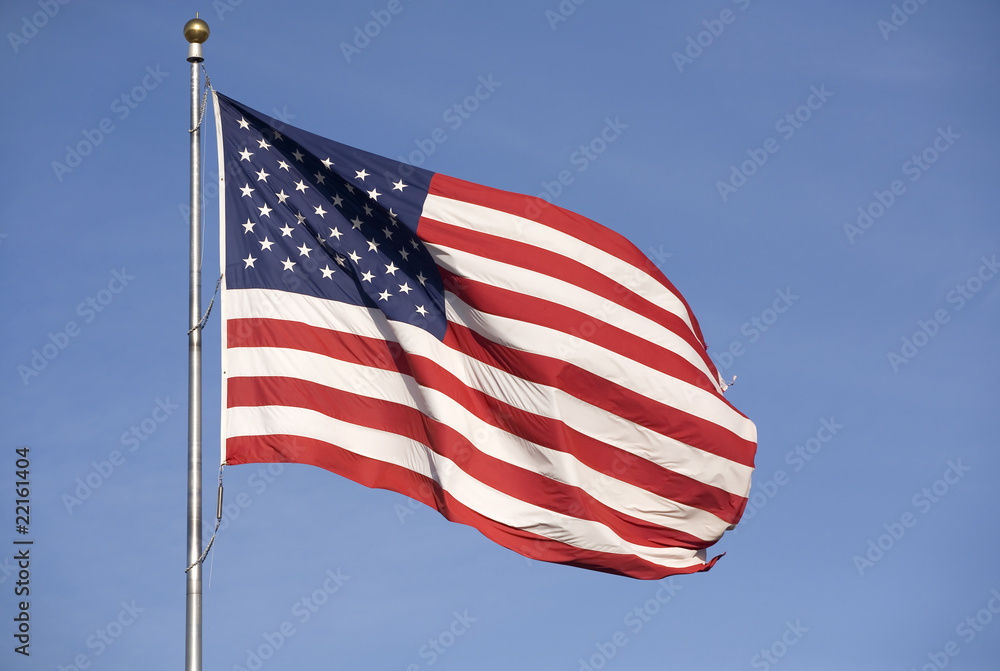 Large American flag.