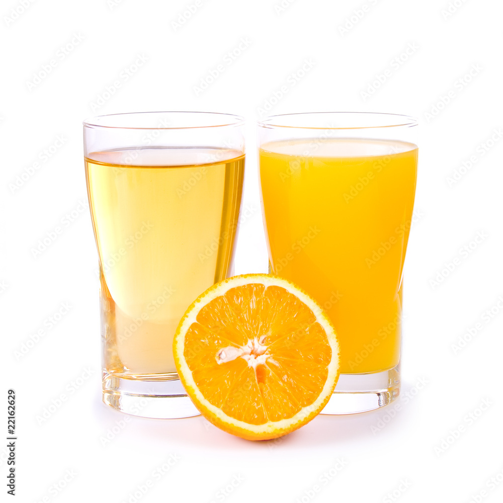 Glass of apple and orange juice Glass of apple and orange juice