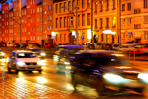 Traffic at night in city