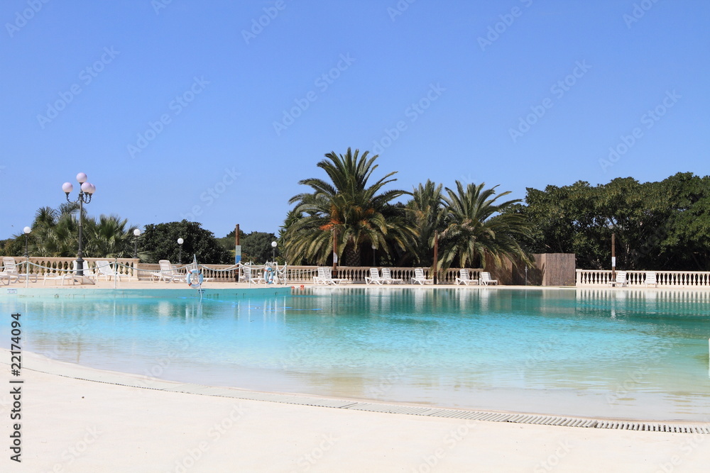 Beautiful resort and swimming pool in  Sicily, Mediterranean
