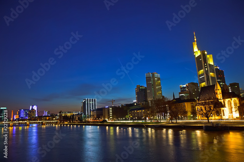 View on Frankfurt am Main at dusk