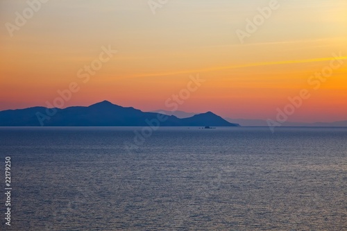 Islands in Aegean sea at sunrise
