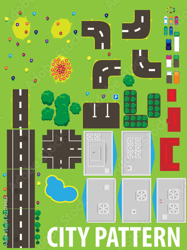 Vector Pattern City. Top view.