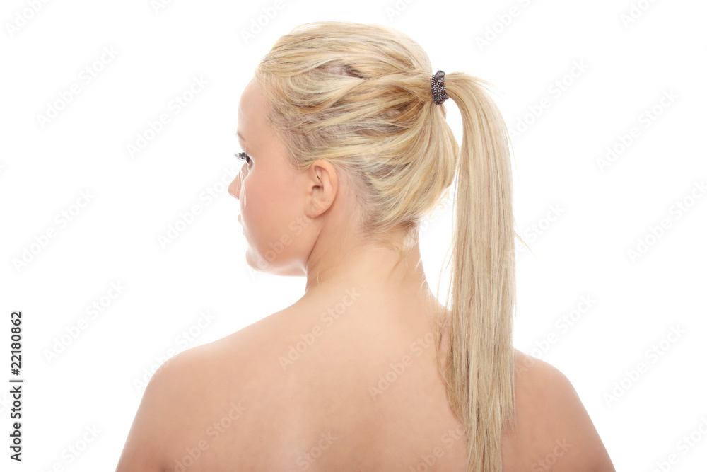 Fototapeta premium Close-up of beautiful woman, over white background