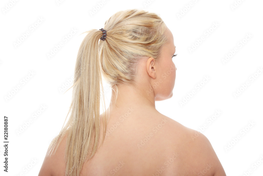 Close-up of beautiful woman, over white background Close-up of beautiful woman, over white background