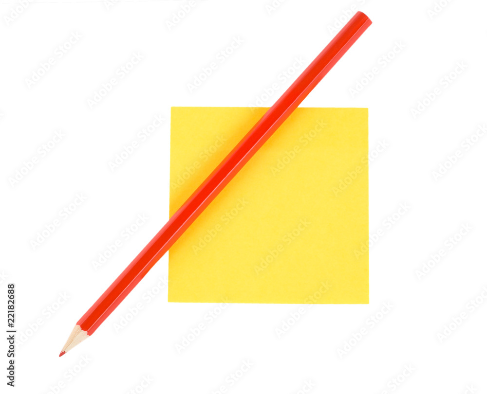 Red pencil on paper isolated Red pencil on paper isolated