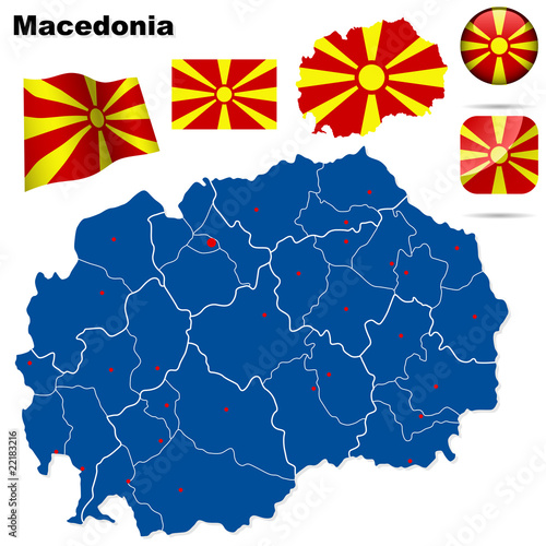 Macedonia vector set. Shape, flags and icons.