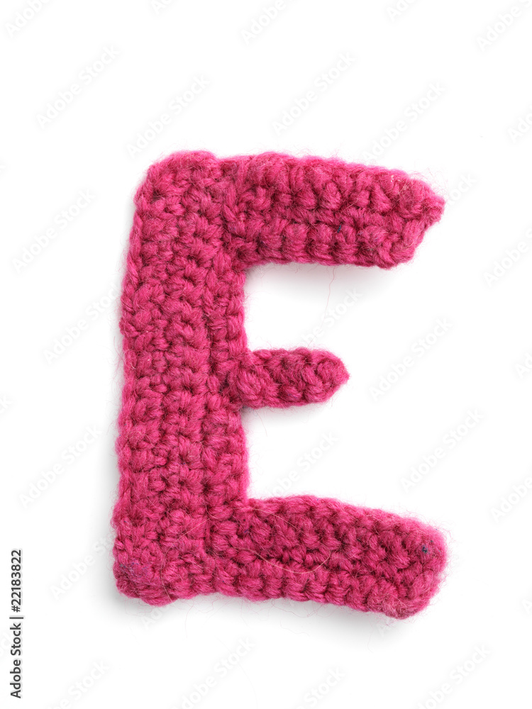 One letter of knit handmade alphabet - E