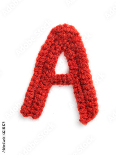 One letter of knit handmade alphabet - A