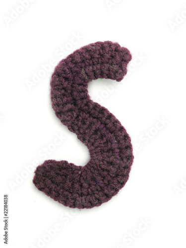 One letter of knit handmade alphabet - S