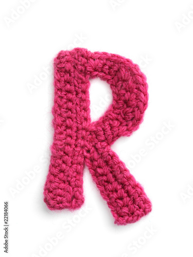 One letter of knit handmade alphabet - R