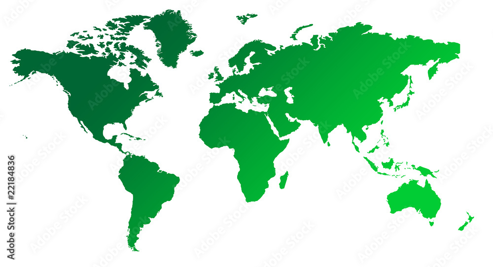 Green gradient map of World