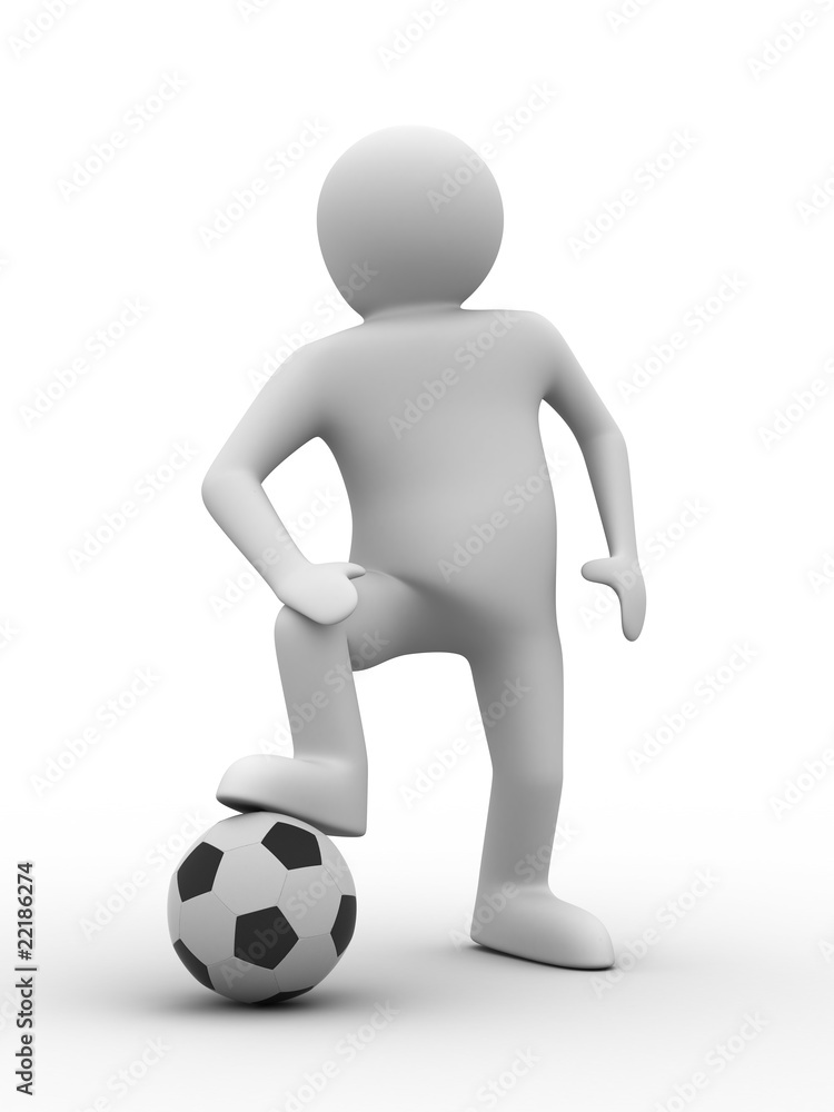 soccer player with ball on white background. Isolated 3D image soccer player with ball on white background. Isolated 3D image